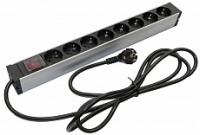 ���� ������� ��� 19" ������ Hyperline SHZ19-8SH-S-2.5EU, ��������������, 8 ������� Schuko, ����������� � ����������, ������ ������� 2.5� (3�1.5��2) � ������ Schuko 16A, 250�, 482.6x44.4x44.4�� (�����), ������ ��������