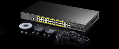 ���������� Cudy GS2028PS4-300W (L2) 28x1����/� 4SFP 24PoE+ 300W �����������