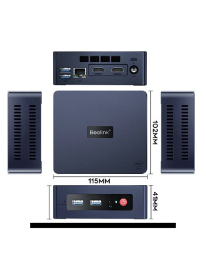 ����-�� Beelink Mini S, Intel Celeron N5095/8 �� DDR4/256 �� SSD/Intel UHD Graphics/Windows 11 Pro, ����� (BL/MINI S/N5095/8G/256G/Navy Blue)