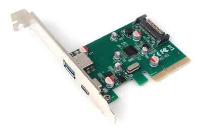 ���������� USB Gembird SPCR-02 PCI-express, �����: 2 �����. USB 3.1 Type-C � Type-A