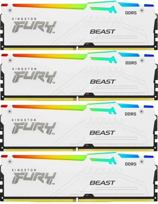 ������ �����������/ Kingston 128GB 5200MT/s DDR5 CL40 DIMM (Kit of 4) FURY Beast White RGB XMP (KF552C40BWAK4-128)