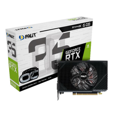 ���������� PALIT RTX3050 STORMX OC 6GB GDDR6 96-bit DVI HDMI DP 1FAN RTL (NE63050S18JE-1070F/1072F)