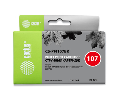 �������� �������� Cactus CS-PFI107BK ������ (130��) ��� Canon IP iPF670/iPF680/iPF685/iPF770/iPF780/iPF785/