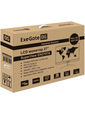 ������� ExeGate 27"�EH2707A SuperView {IPS 1920x1080 100hz 5ms 16:9 250cd 1300:1 178/178 D-Sub HDMI DisplayPort VESA} [EX298354RUS]