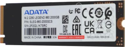 ���������� SSD A-Data PCIe 4.0 x4 2TB SLEG-860-2000GCS Legend 860 M.2 2280