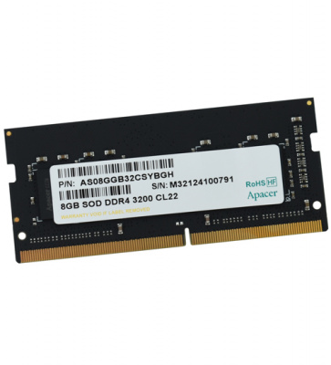 Apacer DDR4 8GB 3200MHz SO-DIMM (PC4-25600) CL19 1.2V (Retail) 1024*8 (AS08GGB32CSYBGH/ES.08G21.GSH)