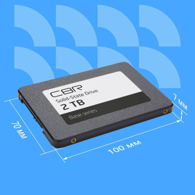 CBR SSD-002TB-2.5-BS24b, ���������� SSD-����������, ����� "Base", 2048 GB, 2.5", SATA III 6 Gbit/s, 3D TLC NAND, R/W speed up to 550/500 MB/s, TBW (TB) 1024, OEM
