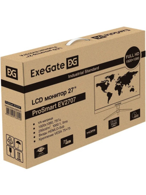 ������� ExeGate 27"�EZ2700 ProSmart (IPS 1920x1080 75Hz 5ms 16:9 250cd 1000:1 178/178 D-Sub HDMI Flicker-free VESA} [EX299035RUS]