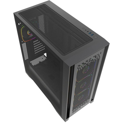 ������ Powercase ByteFlow Pro ARGB, Black, Tempered Glass, Type-C, 4x 120�� ARGB PWM Fans, ������, E-ATX  (CH9GPB-A4)