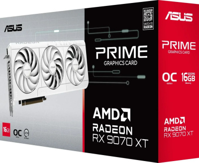 ���������� ASUS AMD Radeon RX 9070 XT OC 16Gb ( PRIME-RX9070XT-O16G-WHITE), GDDR6, OC, Ret 90YV0L75-M0NA00