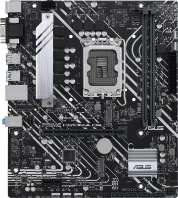����������� ����� ASUS PRIME H610M-A D4-CSM Socket 1700, Intel H610, 2xDDR4, PCI-E 4.0, 2xUSB 3.2 Gen2, VGA, HDMI, DisplayPort, mATX