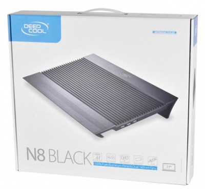 ��������� ��� �������� 17" Deepcool N8 BLACK 380x278x55mm 2xUSB 1244g 25dB ������