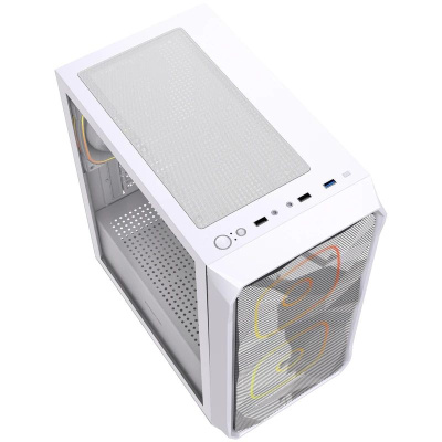 ������ Powercase Mistral SM06 ARGB, Tempered Glass, 3x120mm ARGB PWM fans, �����, mATX  (CMMSM06W-A3)