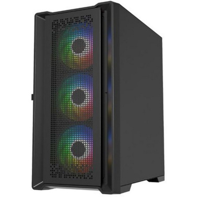 ������ Powercase ������ Powercase ByteFlow Micro Black, Tempered Glass, 4� 120mm ARGB fans, ARGB HUB, ������ CAMBFB-A