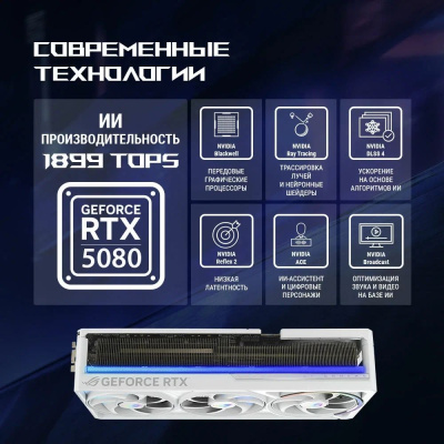 ���������� ASUS NVIDIA GeForce RTX 5080 ROG Astral White OC 16GB, ROG-ASTRAL-RTX5080-O16G-WHITE, (90YV0LV4-M0NA00)