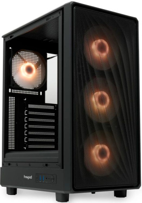 ������ �� ��� ����� ������� HSPD M510, Mesh Mid Tower, Black, M510-TGBK-ARGB