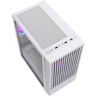 ������ Powercase Mistral SM07 ARGB, Tempered Glass, 3x120mm ARGB PWM fans, �����, mATX  (CMMSM07W-A3)