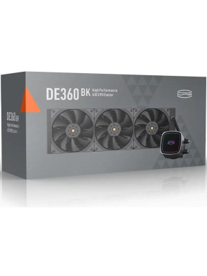 ������� ���������� PCCooler DE360 BK (310W, 360mm, Black, ARGB Pump/ Fans: 3x120mm, 71.86CFM, 33.8dBA, 1850RPM/ Pump height 55mm, 28dBA, 3200RPM, Rad thickness 27mm/ S: 1851, 1700, 1200, 20XX, 115X, AM5, AM4)