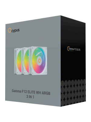 �������� ������������ (3 ��) Ocypus Gamma F12 Elite WH ARGB 3 IN 1, 120x120x25mm, 4-PIN PWM, 600-1800 RPM, 26 DBA MAX, HYDRO BEARING