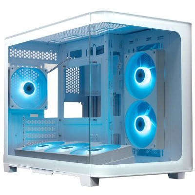 ������ XASTRA QR500M 6ARGB-FC-C6-UC White mATX/Aquarium/ 2 Curve Glass /1x360mm+1x240mm+1x120mm ARGB PWM FM fans/ Argb+PWM HUB 6port /Type-C/ QR500M-1FA36A-1FA24A-1FC12A-C6-UC-WH