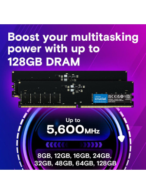 ����������� ������ Crucial by Micron DDR5-5600 64GB Kit (2x32GB)  UDIMM CL46 Black 1.1V, 1 Year Warr�nty