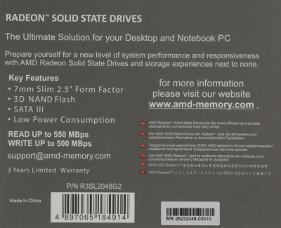 ���������� AMD SSD 2TB R3 Series, 2.5", SATA III (R3SL2048G2)