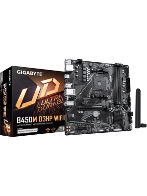 ����������� ����� Gigabyte B450M D3HP WIFI6E AM4, B450, 4xDDR4, 1*PCIEx16, 1*PCIEx1, 2*M.2, 1*TypeC, 6*USB3.2Gen1, 5*USB2.0, 4*SATA3.0, 1G, DP, 2xHDMI, M-ATX, RTL