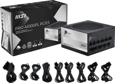 ���� ������� MSI 1000W PRO A1000PL PCIE5, ATX 3.1, 80+ Platinum, ������ (306-7ZPLX)