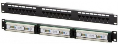 ����-������ 19", ���. 5�, 1U, 24 ����� UTP, � ����������� ��������� ������� �����������