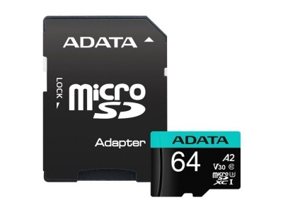 ����� ������ 64Gb MicroSD ADATA + SD ������� (AUSDX64GUI3V30SA2-RA1)