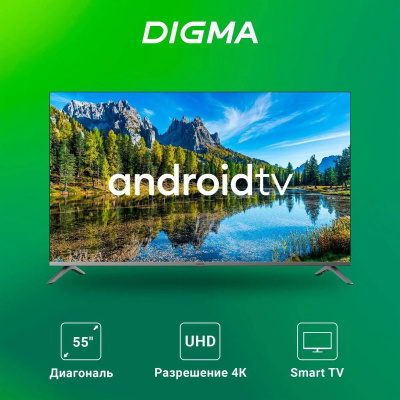 ��������� Digma 55" DM-LED55UBB41, 4K Ultra HD, �����-�����������, Android Smart TV