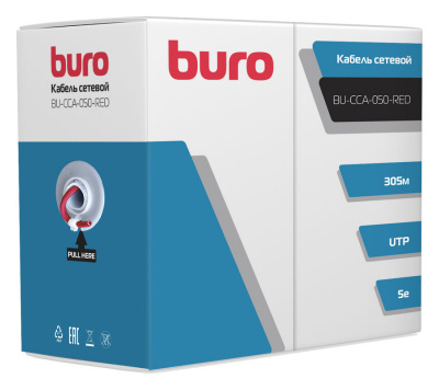 ������ ������� Buro BU-CCA-050-RED UTP 4 ���� cat5E solid CCA 305� �������