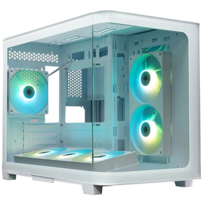 ������ XASTRA QR500M 6ARGB-FC-C6-UC White mATX/Aquarium/ 2 Curve Glass /1x360mm+1x240mm+1x120mm ARGB PWM FM fans/ Argb+PWM HUB 6port /Type-C/ QR500M-1FA36A-1FA24A-1FC12A-C6-UC-WH