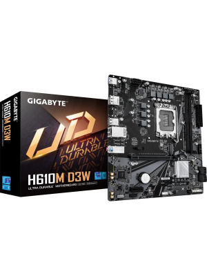 ����������� ����� Gigabyte H610M D3W H610, LGA1700, 2*DDR5, 1*PCIEx16, 1*PCIEx1, 1*M.2, 1*TypeC, 3*USB3.2Gen1, 7*USB2.0, 4*SATA3.0, 1G, DP, HDMI, M-ATX, RTL