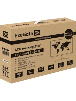 ������� 23.8"�ExeGate ProSmart EZ2400 {IPS 1920x1080 75hz 3-5ms 16:9 250cd 1000:1 178/178 D-Sub HDMI FreeSync Flicker-free VESA}[EX299031RUS]