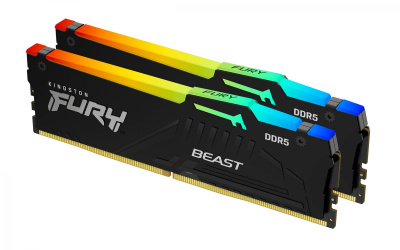 ����������� ������ DDR 5 DIMM 64Gb PC44800, 5600Mhz, Kingston FURY Beast Black RGB CL40 (Kit of 2) (KF556C40BBAK2-64) (retail)