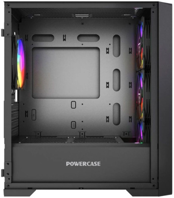������ Powercase ByteFlow Micro Black LE, Tempered Glass, 4� 120mm ARGB PWM fans, ������, mATX  (CAMBFB-A4-LE)