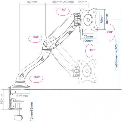 ��������� ��� �������� ARM Media LCD-T21 15-32" VESA 100x100 ���������� ������� � ������ ����.�������.