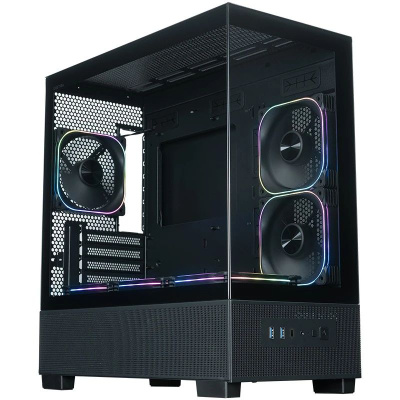 ������ XASTRA Q500M 6ARGB-FG-C10-UC Black mATX/Aquarium/Screewless/ 6x120mm ARGB PWM FG fans/Argb+PWM HUB 10port/ Type-C/ Q500M-6FG12A-C10-UC