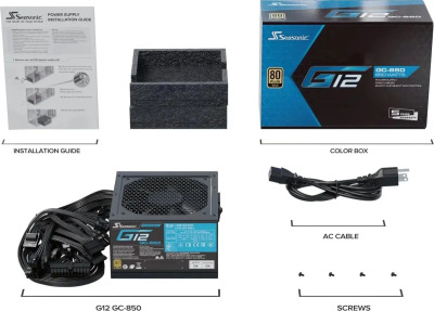 ���� ������� Seasonic G12 GC-850, 850��, 80+ gold, 120��, ������, retail (G12 GC-850 SSP-850RT2)