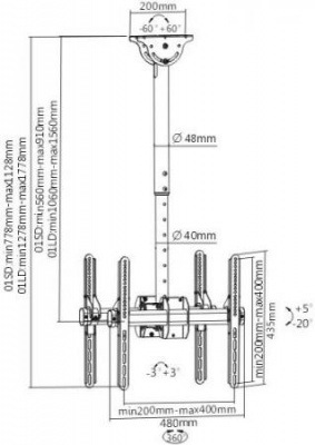 ��������� ARM Media LCD-1750 ������ ��� LED/LCD �� 26"-65" ���������� �� 90�� 