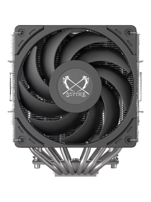 ����� ��� ���������� Scythe Magoroku (280W, 4-pin PWM, 155mm, Al/Cu, 6x6mm, 2x120mm, 60.29CFM, 26.88dBA, 2000RPM, S: 1851/1700/1200/115X, AM5/AM4, silver, black)