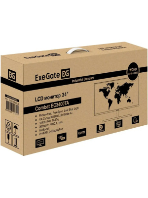 ������� ExeGate 34"�EC3400TA Combat {VA Curved 3440x1440 165Hz 1ms 21:9 300cd 4000:1 178/178 2xHDMI2.0 2xDisplayPort RGB-��������� HAS VESA} [EX297580RUS]