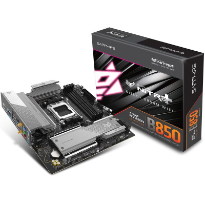 ����������� ����� Sapphire B850M NITRO+ WIFI, Socket AM5, AMD B850, mATX, Ret (52123-01-40G)
