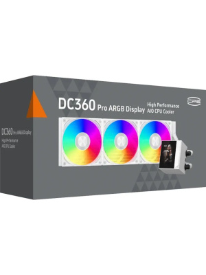 ������� ���������� PCCooler DC360 Pro ARGB Display WH (310W, 360mm, LED, White, ARGB/ Fans: 3x120mm, 90.56CFM, 39.8dBA, 2500RPM/ Pump height 65mm, 15dBA, 2600RPM, Rad thickness 27mm/ S: 1851, 1700, 1200, 115X, AM5, AM4)