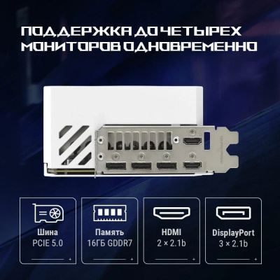 ���������� ASUS NVIDIA GeForce RTX 5080 ROG Astral White OC 16GB, ROG-ASTRAL-RTX5080-O16G-WHITE, (90YV0LV4-M0NA00)