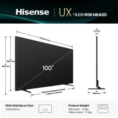 ��������� QLED Hisense 100" 100UXQ 4K Ultra HD 60Hz WiFi Smart TV ������