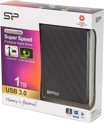 ������� ������� ���� Silicon Power 2.5" D06 Diamond 1Tb USB 3.0 SP010TBPHDD06S3K Black