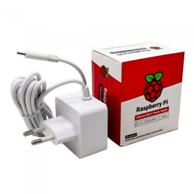 ���� ������� Official Power Supply Retail, White, 5.1V, 3A, Cable 1.5 m, USB Type � output jack, ��� Raspberry Pi 4 B (187-3413)(187-3421)(RASP4233)