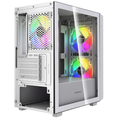������ Powercase Mistral SM07 ARGB, Tempered Glass, 3x120mm ARGB PWM fans, �����, mATX  (CMMSM07W-A3)
